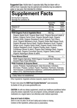 Garden of Life Vitamin Code RAW Zinc — Whole Food Zinc, Immune Support - Back