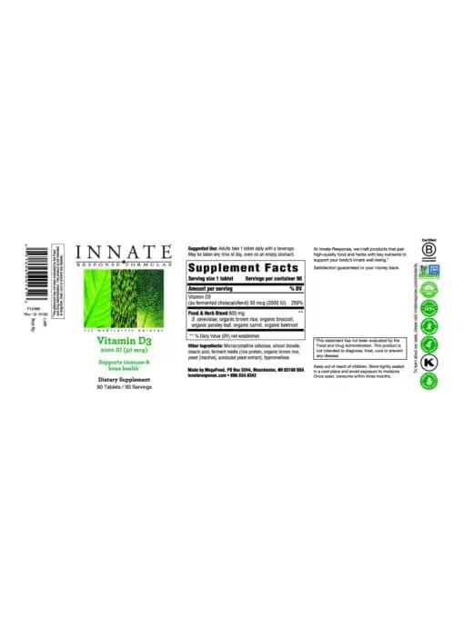 Innate Response Vitamin D3 2000IU -- vitamin D3, immune support - Back