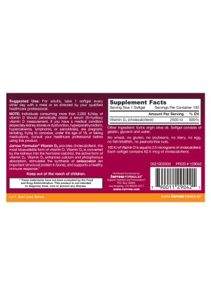 Jarrow Formulas Vitamin D3 2500iu -- vitamin d3, bone health - Back