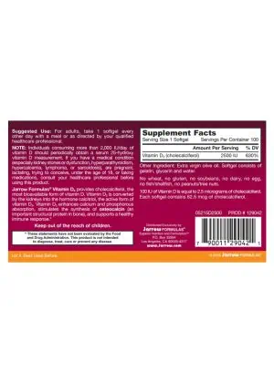 Jarrow Formulas Vitamin D3 2500iu -- vitamin d3, bone health - Back