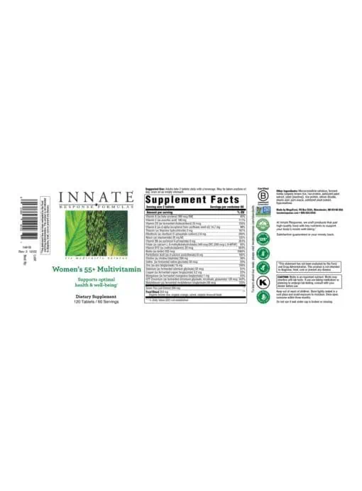 Innate Response Women's 55+ Multivitamin -- multivitamin for women, health supplement - Back