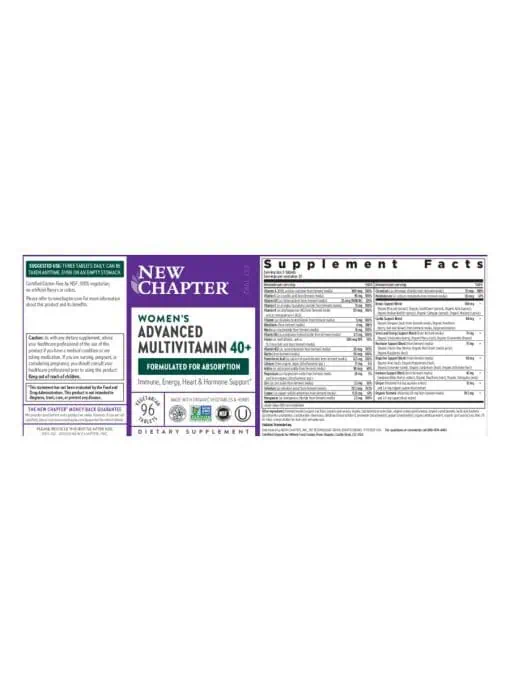 New Chapter Women's Advanced 40+ Multi -- multivitamin, women's health - Back