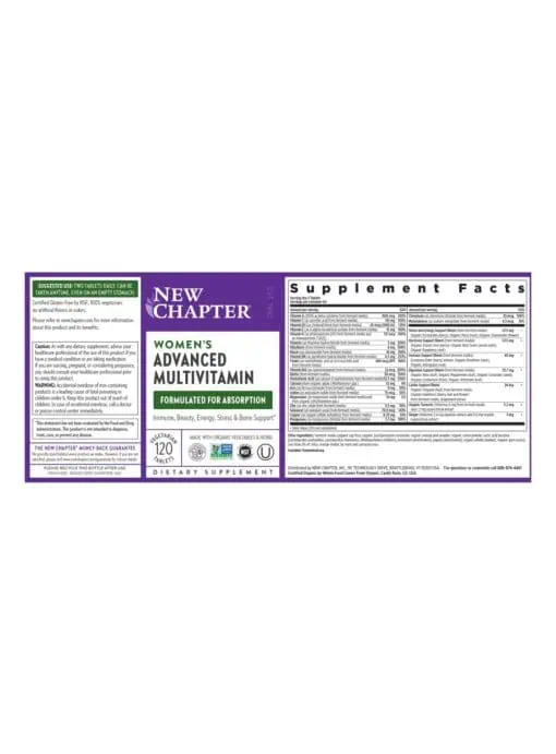 New Chapter Women's Advanced Multivitamin -- women's multivitamin, whole-food fermented - Back