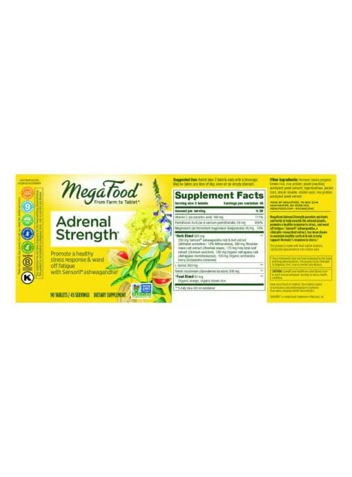 MegaFood Adrenal Strength -- adrenal support, stress relief - Back