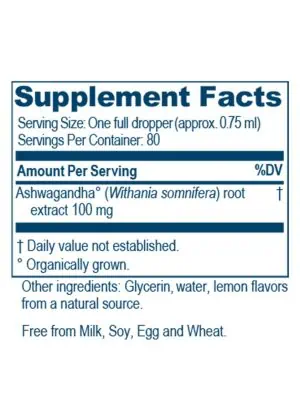 Ayush Herbs Adult Ashwagandha Drops -- ashwagandha, adaptogen. - Back
