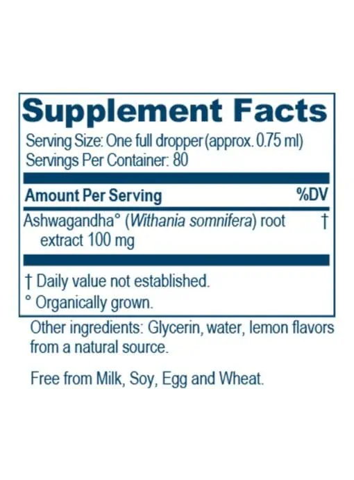Ayush Herbs Adult Ashwagandha Drops -- ashwagandha, adaptogen. - Back