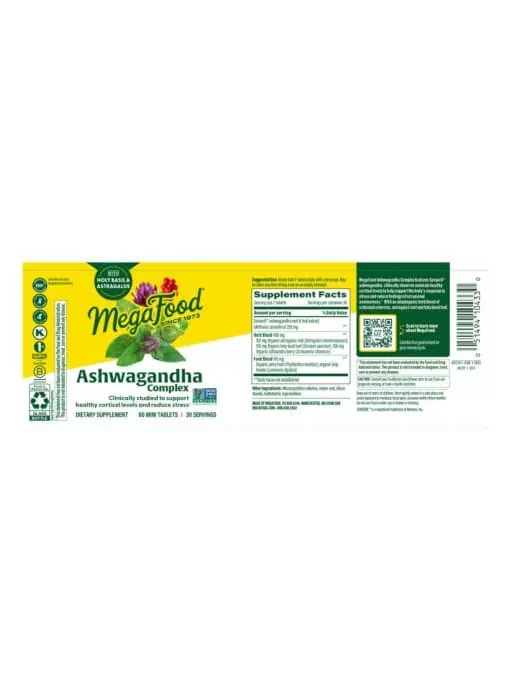 MegaFood Ashwagandha Complex -- ashwagandha, adaptogenic herbs - Back