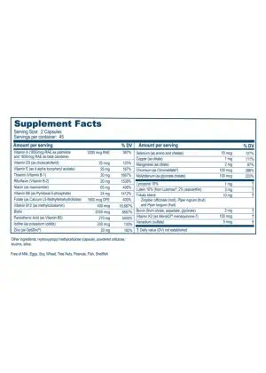 Ayush Herbs Ayush Multi -- multivitamin supplement, dietary health. - Back