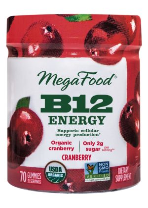 MegaFood B12 Energy Gummies -- energy support, cranberry flavor