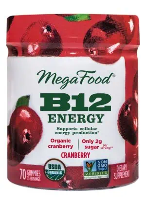 MegaFood B12 Energy Gummies -- energy support, cranberry flavor