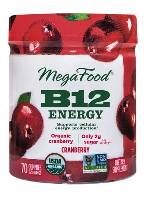 MegaFood B12 Energy Gummies -- energy support, cranberry flavor