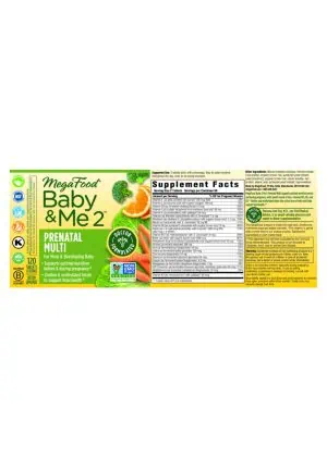 MegaFood Baby & Me 2(TM) -- prenatal multivitamin, women's health - Back