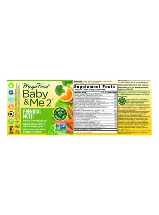 MegaFood Baby & Me 2(TM) -- prenatal multivitamin, women's health - Back