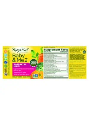 MegaFood Baby & Me 2(TM) Postnatal Multi -- postnatal vitamins, breastfeeding support - Back