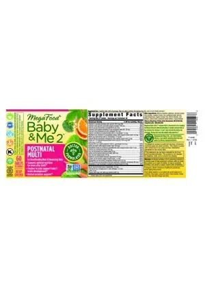 Megafood Baby & Me 2 Postnatal Multi -- postnatal vitamins, breastfeeding support - Back