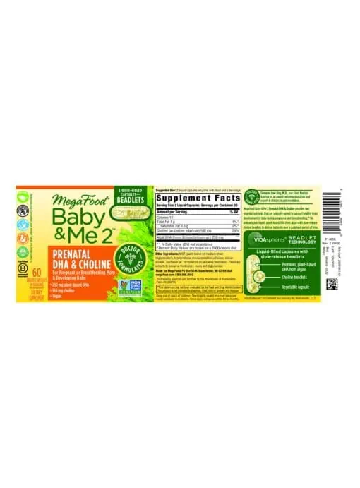 Megafood Baby & Me 2 Prenatal DHA & Choline -- prenatal DHA, choline supplement - Back