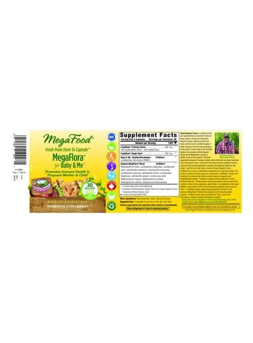 MegaFood Baby & Me 2 Prenatal Probiotic + Prebiotic -- prenatal probiotic, digestive health - Back