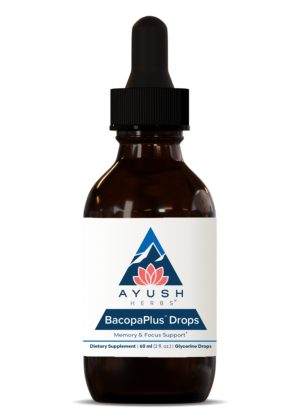Ayush Herbs Bacopa Plus Drops -- cognitive health, stress support.