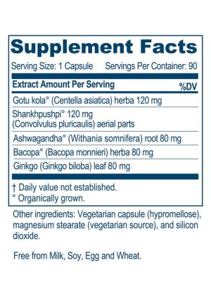 Ayush Herbs Bacopa Plus -- memory support, cognitive enhancement. - Back