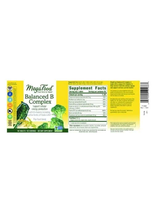 MegaFood Balanced B Complex -- B vitamins, energy support - Back