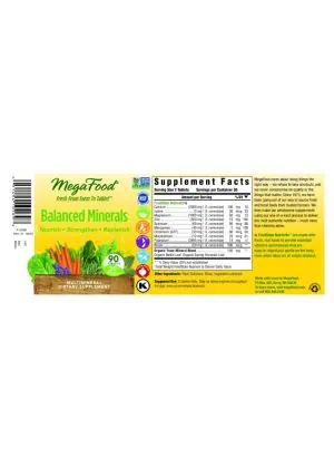 MegaFood Balanced Minerals -- optimal wellness, bone health - Back