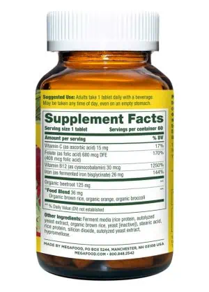 MegaFood Blood Builder(R) -- iron supplement, increase energy - Back