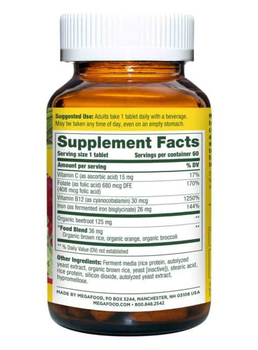 MegaFood Blood Builder(R) -- iron supplement, increase energy - Back