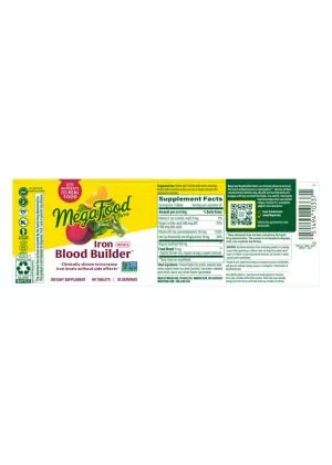 MegaFood Blood Builder Minis -- iron supplement, energy support - Back