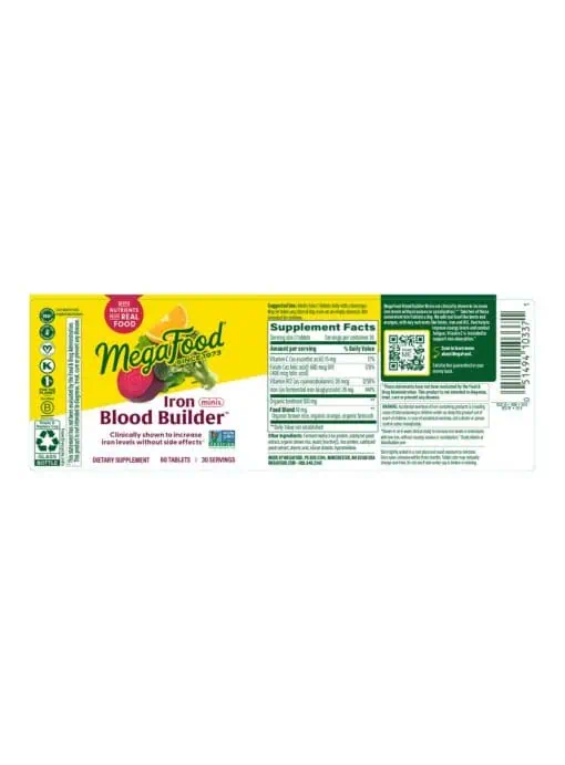MegaFood Blood Builder Minis -- iron supplement, energy support - Back