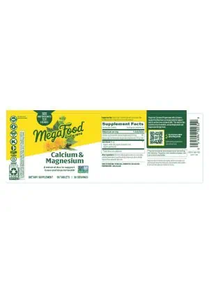 Megafood Calcium & Magnesium -- calcium supplement, magnesium supplement - Back