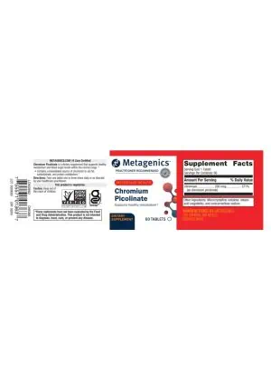 Metagenics Chromium Picolinate -- chromium supplement, blood sugar support. - Back