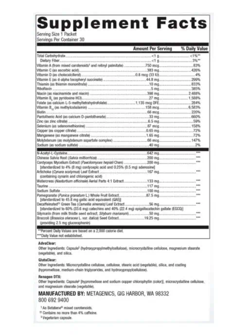 Metagenics Clear Change(R) Daily Essentials -- detox support, nutritional supplements. - Back