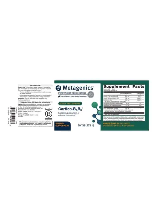 Metagenics Cortico-B5B6(R) -- adrenal support, energy production. - Back