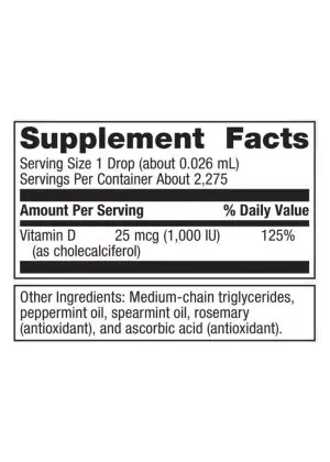 Metagenics D3 Liquid Vitamin -- vitamin D, immune support. - Back
