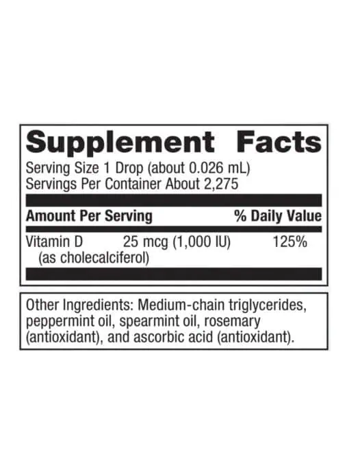 Metagenics D3 Liquid Vitamin -- vitamin D, immune support. - Back