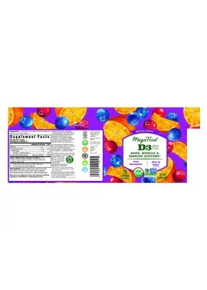 Megafood D3 Wellness 1000 IU Gummies, Mixed Fruit -- vitamin d3 gummies, immune support gummies - Back