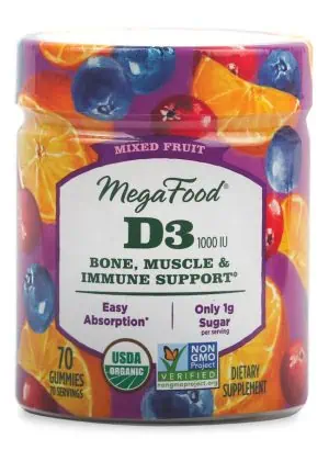 Megafood D3 Wellness 1000 IU Gummies, Mixed Fruit -- vitamin d3 gummies, immune support gummies