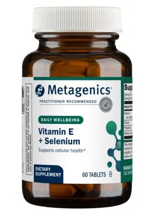 Metagenics Vitamin E + Selenium -- antioxidant support, cellular health.