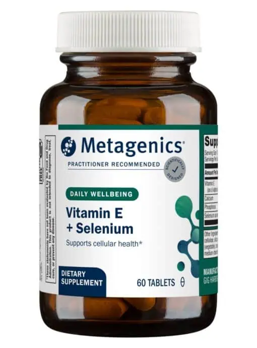 Metagenics Vitamin E + Selenium -- antioxidant support, cellular health.