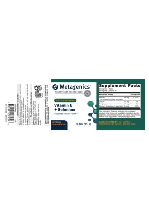 Metagenics Vitamin E + Selenium -- antioxidant support, cellular health. - Back