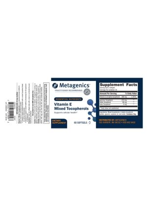 Metagenics Vitamin E Mixed Tocopherols -- antioxidant support, tocopherol blend. - Back