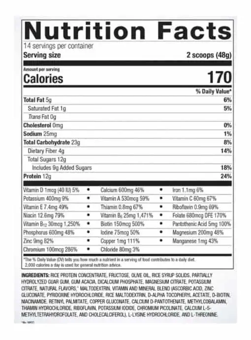 Metagenics Essential Nutrition Shake Vanilla -- nutritional shake, protein shake. - Back