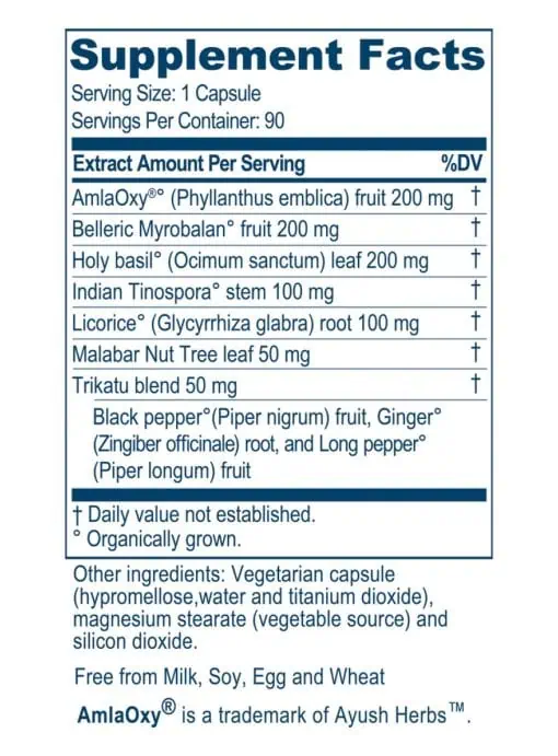 Ayush Herbs Flucomune -- immune support, herbal blend. - Back
