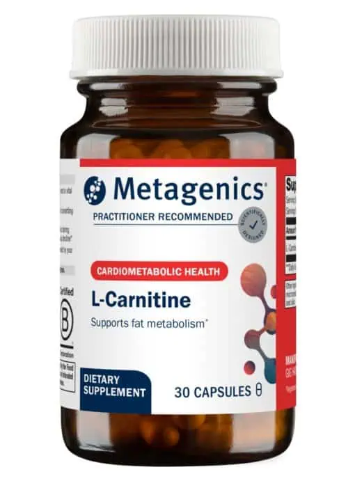 Metagenics L-Carnitine 30c -- fat metabolism, energy production.
