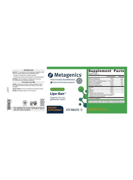 Metagenics Lipo-Gen(TM) -- liver health, gallbladder support. - Back