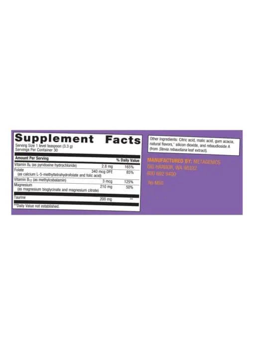 Metagenics MagActive Magnesium Relax -- magnesium supplement, stress relief. - Back