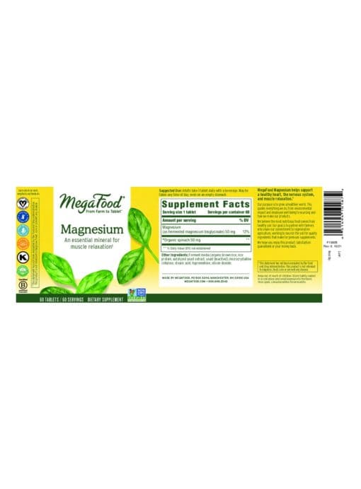 MegaFood Magnesium -- magnesium supplement, muscle relaxation - Back