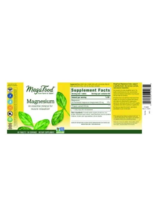 MegaFood Magnesium -- magnesium supplement, muscle relaxation - Back