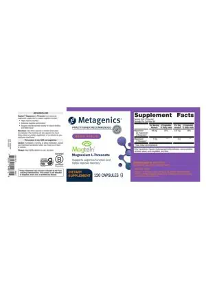 Metagenics Magtein Magnesium L-Threonate -- cognitive support, memory enhancement. - Back