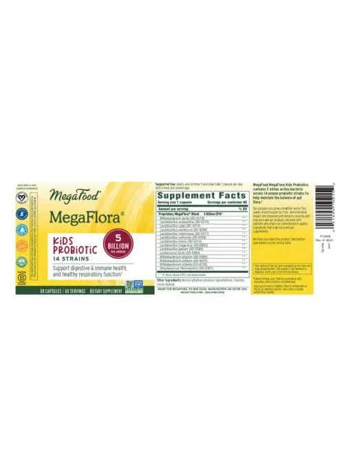 Megafood MegaFlora(R) Kids Probiotic -- kids probiotic, digestive health - Back